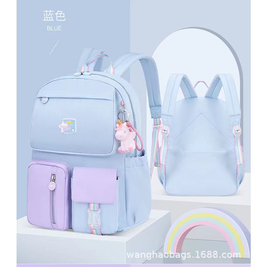 TAS SEKOLAH RANSEL ANAK PEREMPUAN SD/SMP/SMA CEWEK WARNA SOFT