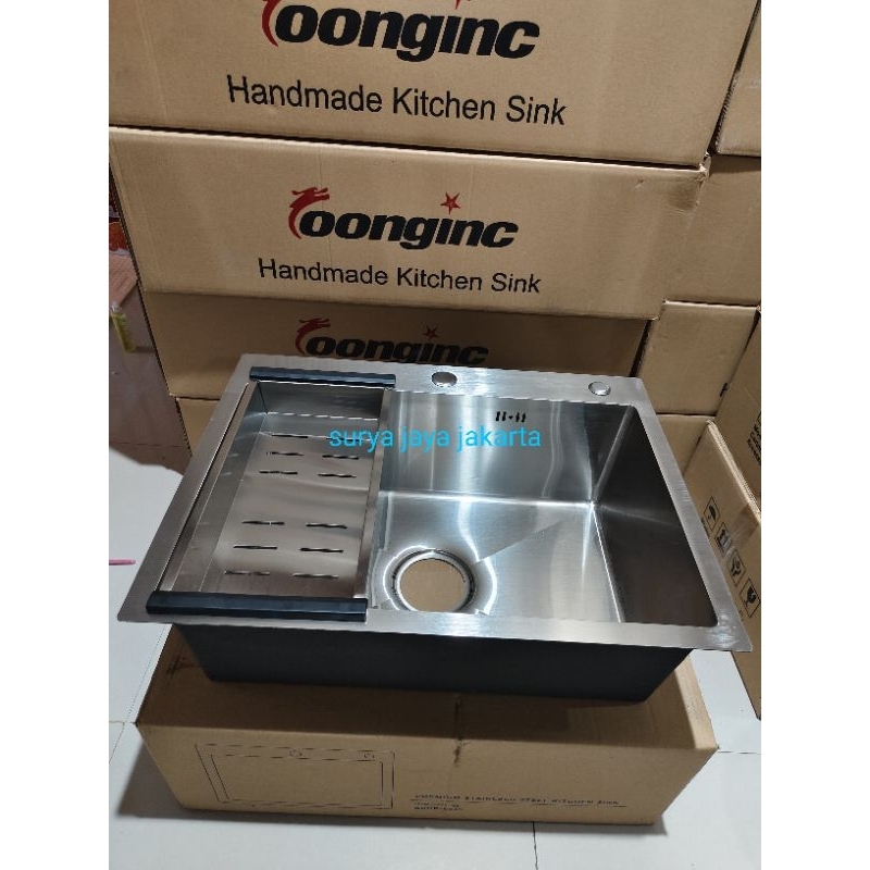 Kitchen Sink kotak 5040 stainless set afur dan pipa pembuangan