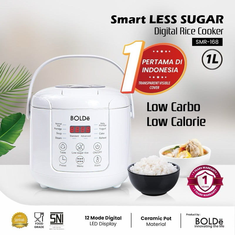 BOLDe Smart Digital Rendah Gula / Rice Cooker Mini Low Carbo Rendah Gula Keramik