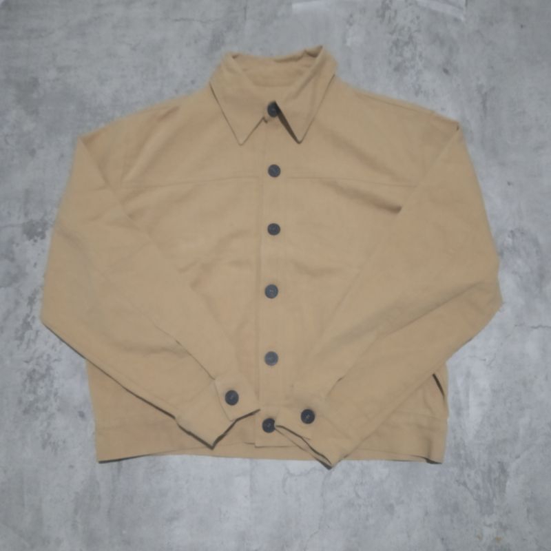 jaket denim jeans trucker pria no brand coklat