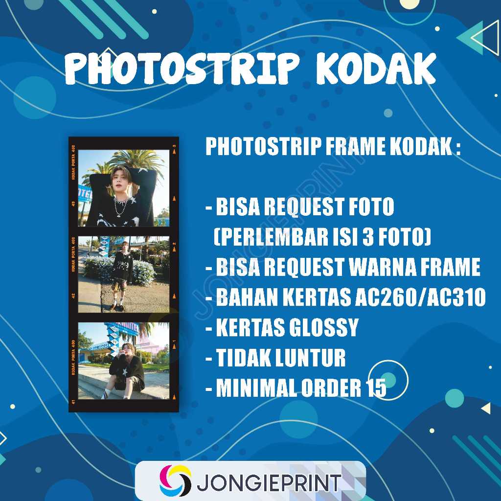 PHOTOSTRIP FRAME KODAK FILM BAHAN TEBAL BISA REQUEST WARNA FRAME GLOSSY CETAK FOTO
