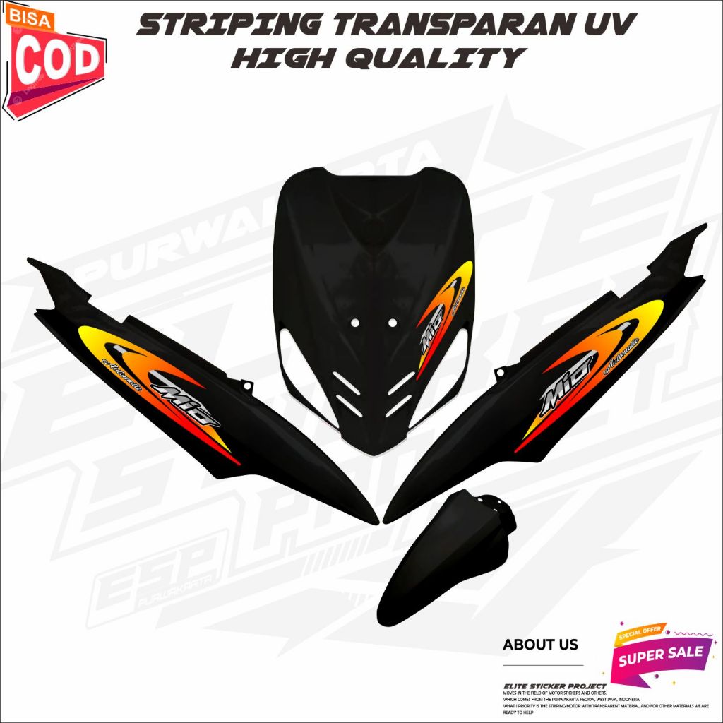 STRIPING TRANSPARAN YAMAHA MIO SPORTY /MIO SMILE STICKER VATRIASI MOTIF THAILAND KEREN
