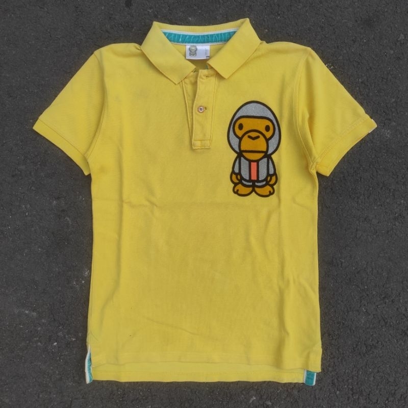 BAPE AAPE BABY MILO KAOS VINTAGE VTG BOXY SKENA TEE WORK BOWLING OPEN COLLAR TSHIRT