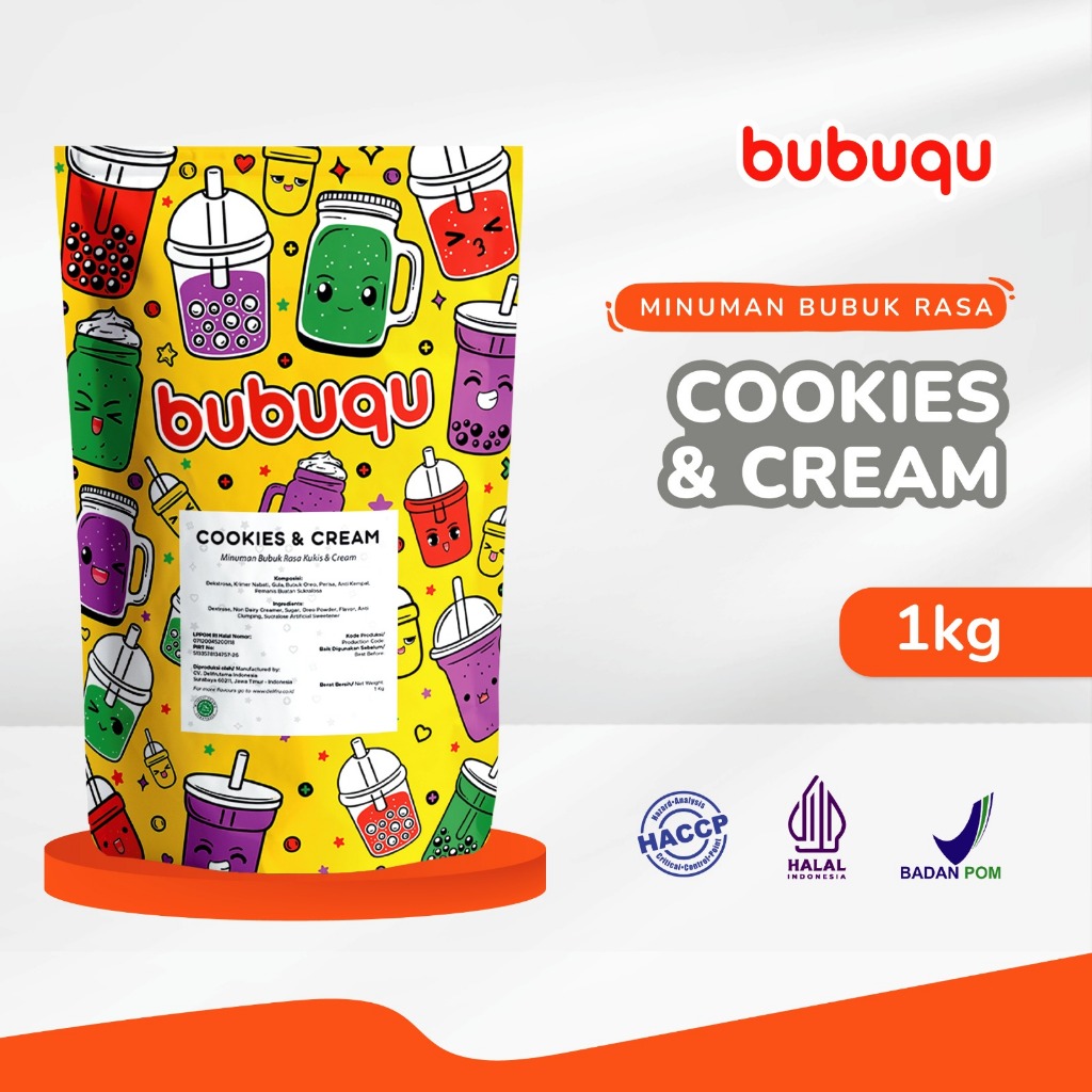 

Powder Drink Cookies & Cream Bubuqu 1 Kg - Bubuk Minuman Kue & Krim