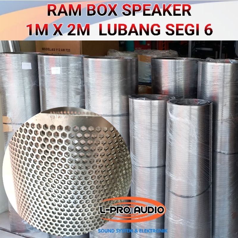 Gril Ram plat lubang 1m x 2m lubang segi 6 hexagonal untuk box speaker