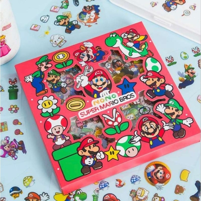 SUPER MARIO BROS Sticker Box NONO / MOMO 2D Dekorasi Anak LAKI LAKI Journal Aesthetic /Jurnal Binder