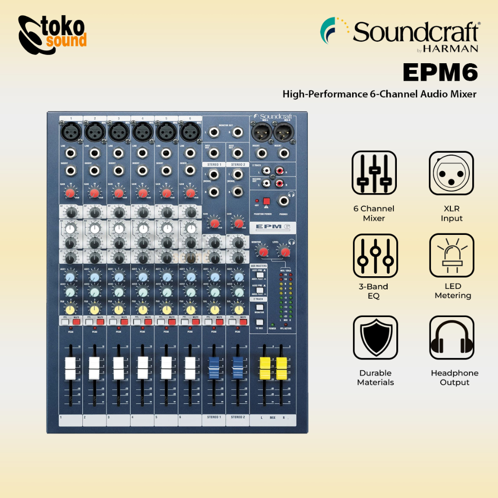 Soundcraft EPM6 - 6 Channel Audio Mixer High Performance