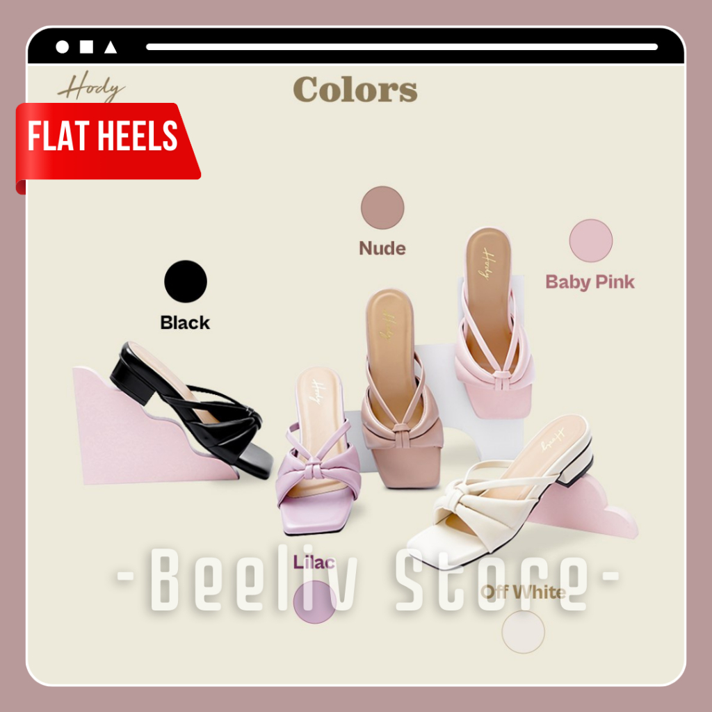 Sandal Wanita Ivy Flat Heels Shoes Sendal Wanita Hak 3 cm By Hody Feet