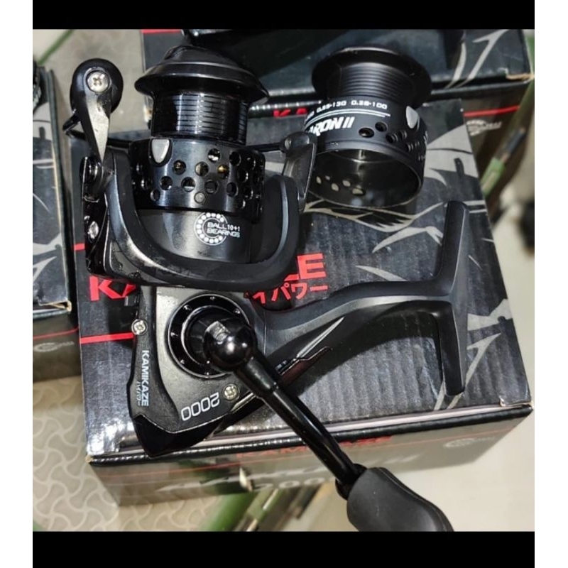 reel pancing kamikaze Aaron II 1000 2000 3000 power handel doubel spool black colour