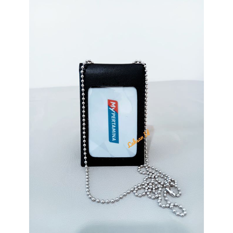 

HJK Name Tag Id Card Holder Dompet Saku Dompet Kartu Magnet plus kalung rantai kulit hitam dhop