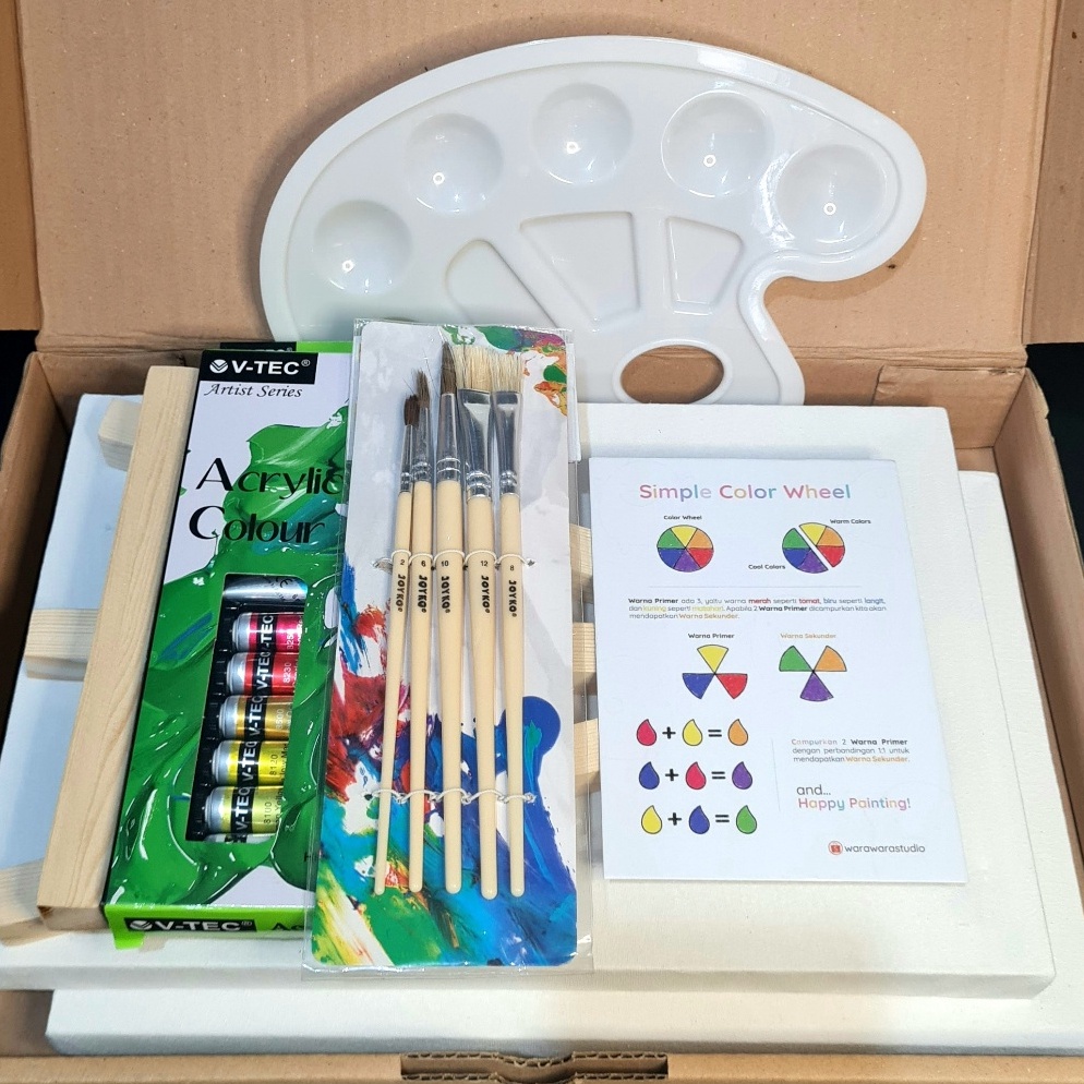 

Paket Melukis Painting Kit Lengkap Premium 2 Kanvas 3x2 Easel Cat Akrilik Palet Kuas BEST VALUE ART Y3C6