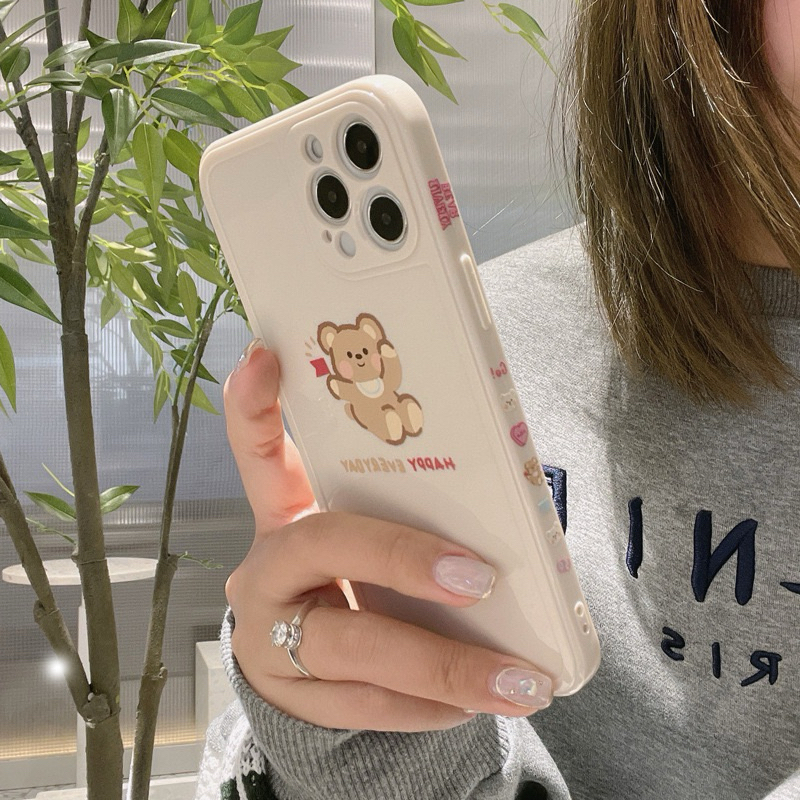 LMC - Bear Happy Everyday Aesthetic Soft Case Iphone 15/14/13/12/11 Pro Max Plus