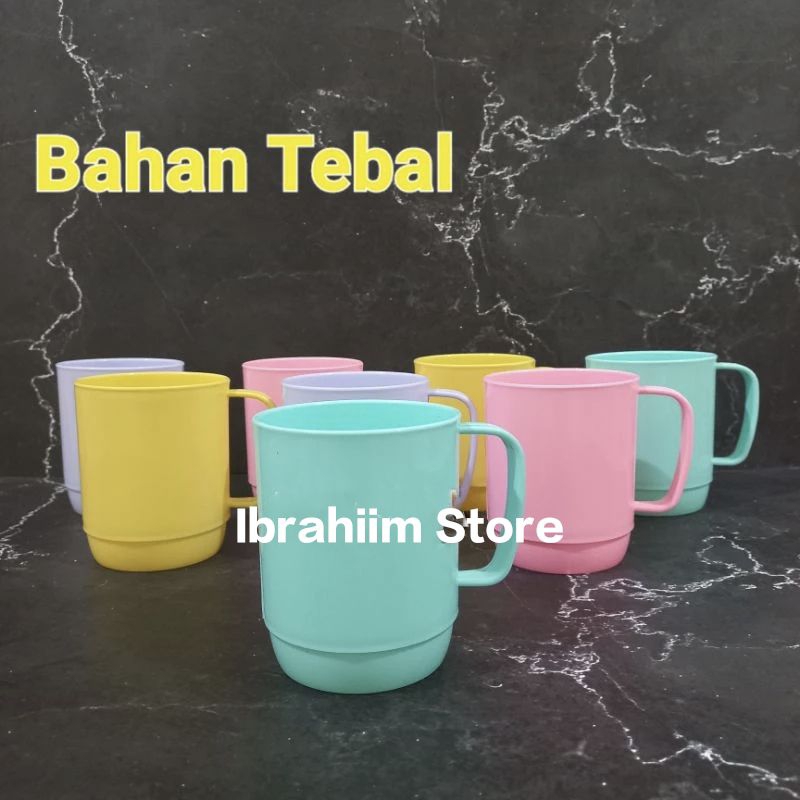 GELAS GAGANG BESAR / GELAS GAGANG JUMBO WARNA SOFT / GELAS GAGANG JUMBO TEBAL