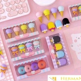 

HC PENGHAPUS 4 PCS/SET LUCU BENTUK ES KRIM KARET HAPUS LOLIPOP DONAT PENSIL KARAKTER SWEET ERASER ANAK SEKOLAH