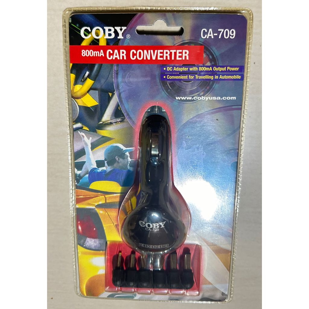 COBY UNIVERSAL CAR CONVERTER CHARGER MOBIL TRAFFELING 1.5V - 12V 800MA CAR POWER ADAPTOR - PART # CA