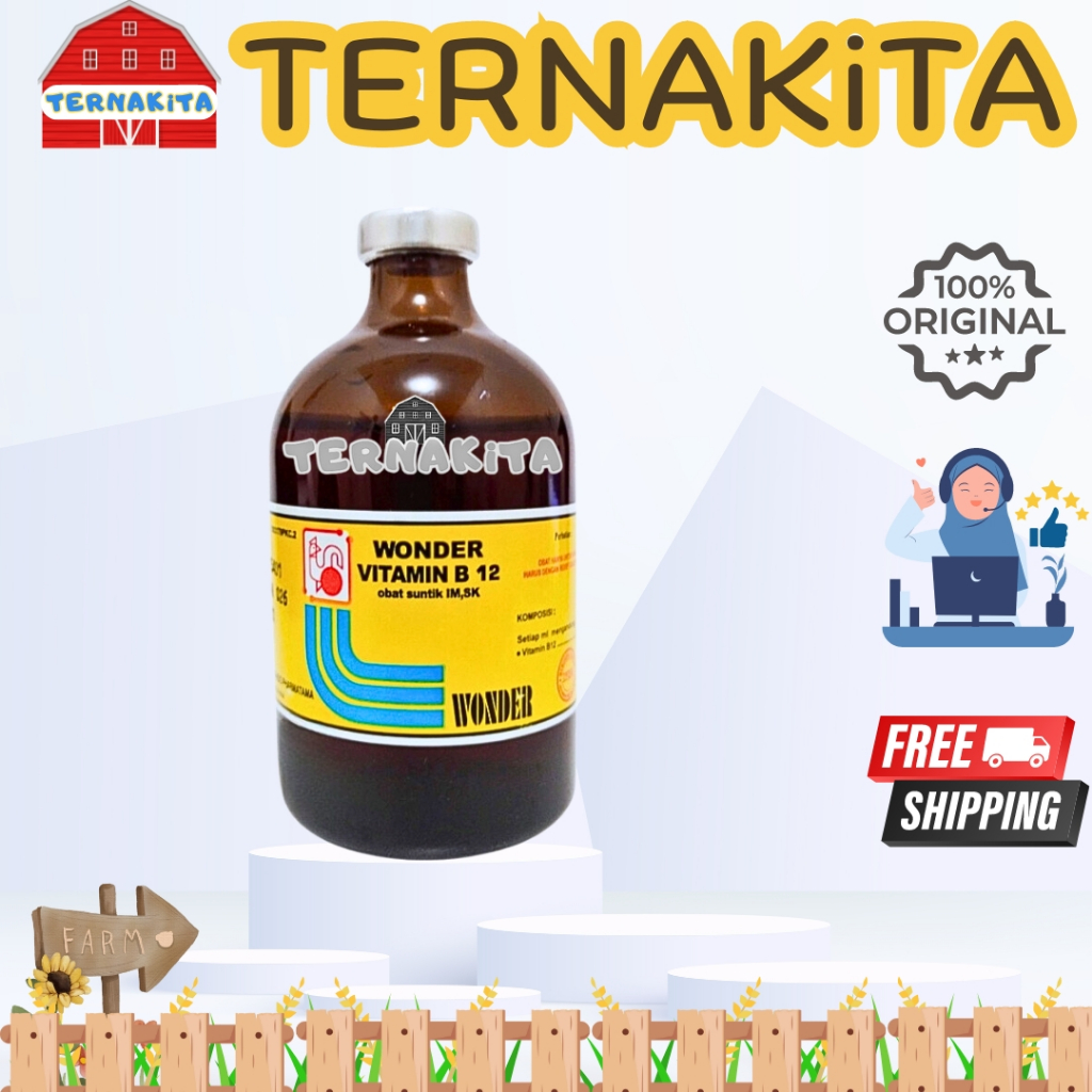 VITAMIN B12 WONDER 100 ml - Hewan Sapi Kuda Kambing Domba Kucing Anjing Kelinci B 12