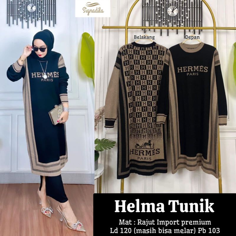 AZIZA HELMA LAILA ALPHA SHAVA LONG TUNIK RADIAN TOP ORI BY BELLWISS SIGNADILA // HERMEY SWEETER BLOU