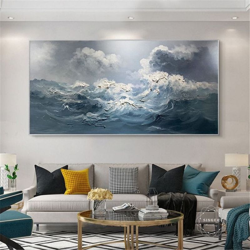 lukisan dinding ombak minimalis