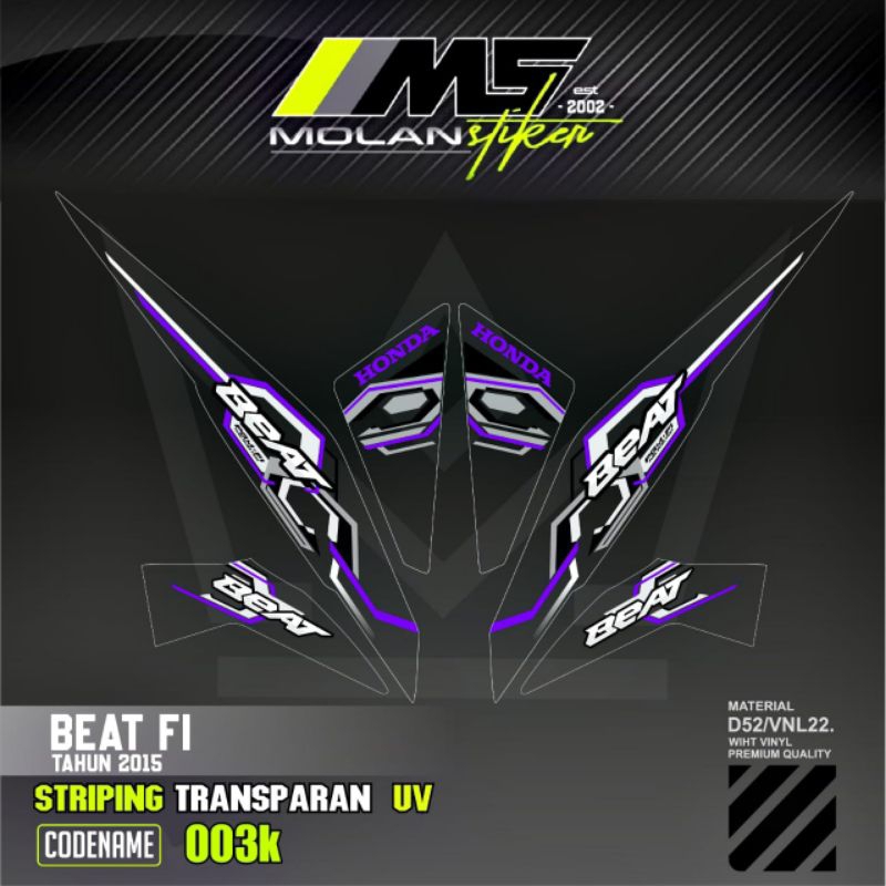 Decal Sticker Striping Variasi Transparan Uv Beat Fi 2013-2015 Striping Beat Fi 110 Transparan Beat 