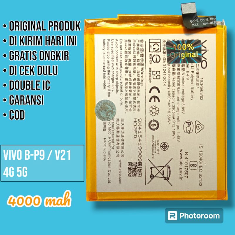 baterai Vivo tanam BP-9 BP9 v21 4G v21 5g batre