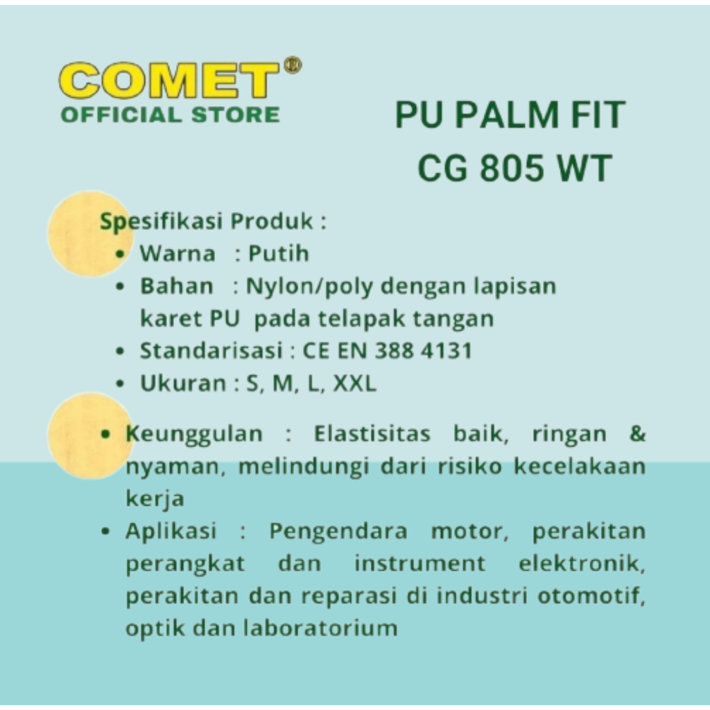 10Pasang Sarung Tangan Comet Baru Palmfit Putih CG805WT