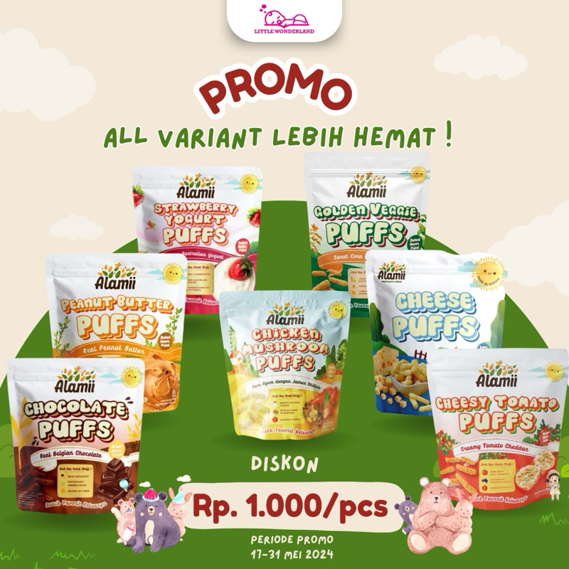Alamii Puffs / Snack Bayi / Snack Anak / Cemilan Bayi / Cemilan Anak Cemilan Biskuit Bayi Alami