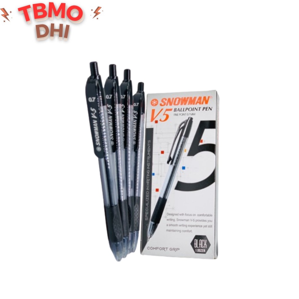 

BOLPEN SNOWMAN V5 Hitam Isi 12 Pcs Pulpen Bolpoin Snowman V5 V 5 V5 7 mm ART H8I5