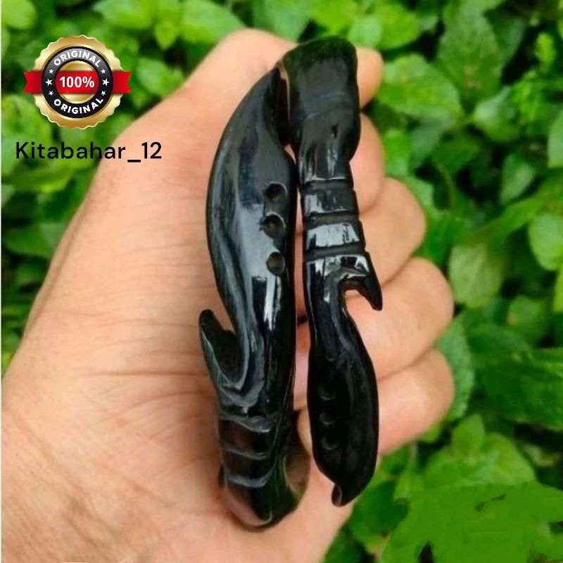 gelang akar Bahar bodi hitam ukir kujang kembar original 100%