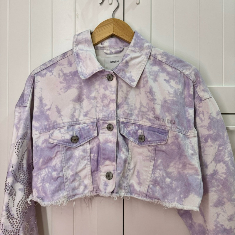Preloved Bershka jacket denim crop tiedye