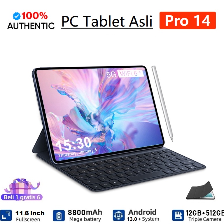 Lariz manis Beli 1 Gratis 7Bisa COD224 Tablet Pro14 Baru Galaxy Tab 116inch 12GB512GB Tablet baru Ta
