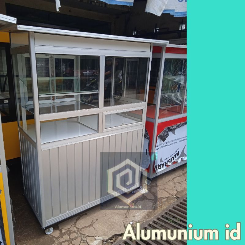 gerobak aluminium bakso minimalis p.120 cm