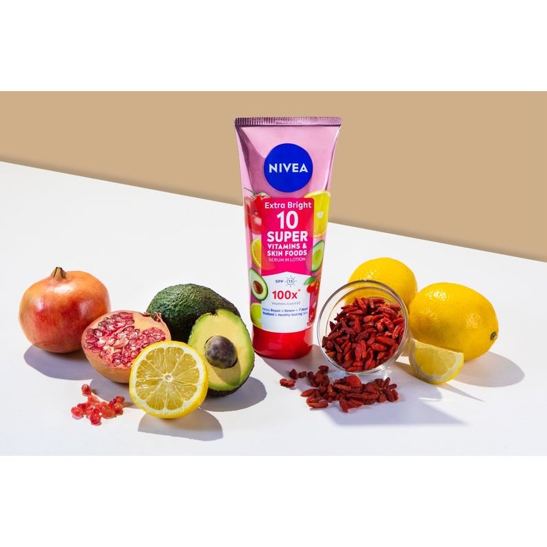 ORIGINAL NIVEA Extra Bright 10 Super Vitamins & Skin Food Serum 180ml Nivea Serum Cream
