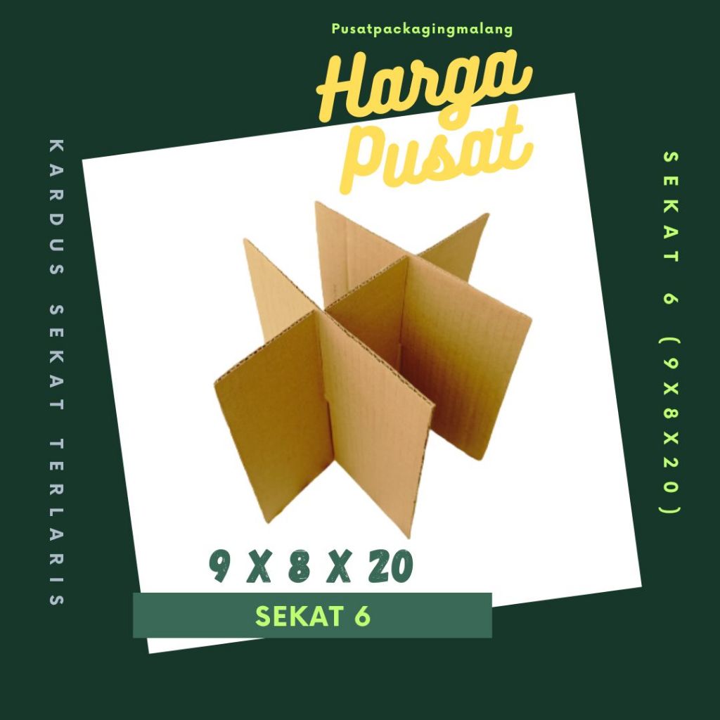 

Kardus Packing Sekat 6 @9x8x20 Box Dus Packing Kotak Kemasan Karton