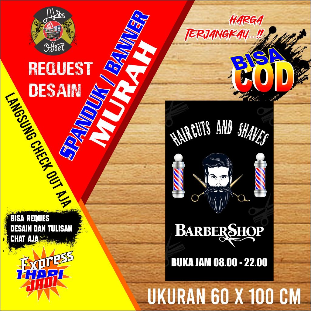SPANDUK/BANNER BABERSHOP UKURAN 60X100CM