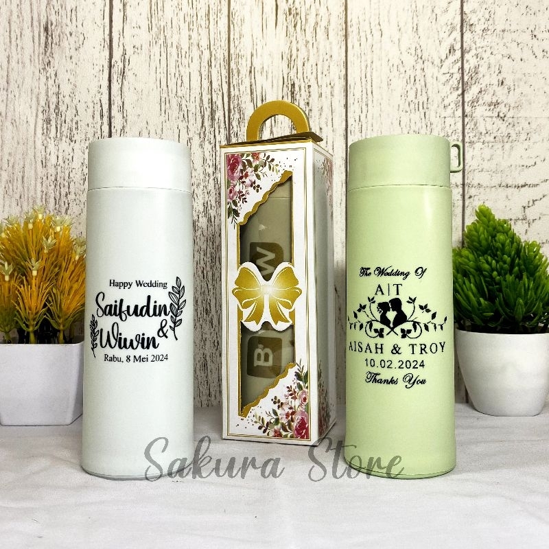 Souvenir Botol Tumbler Kaktus Sablon Wadah Box Motif / Souvenir Pesta dan Pernikahan