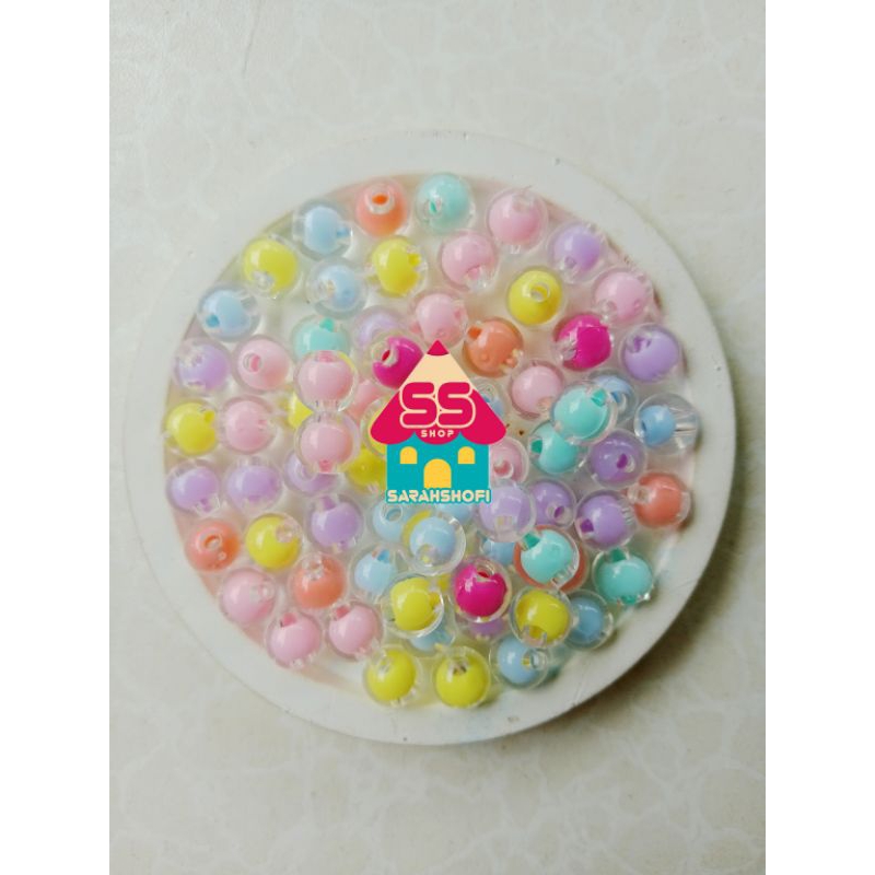 SarahShofiShop1 manik boba rainbow 8/0 4mm manik bulat bening doff kristal transparan manik akrilik 