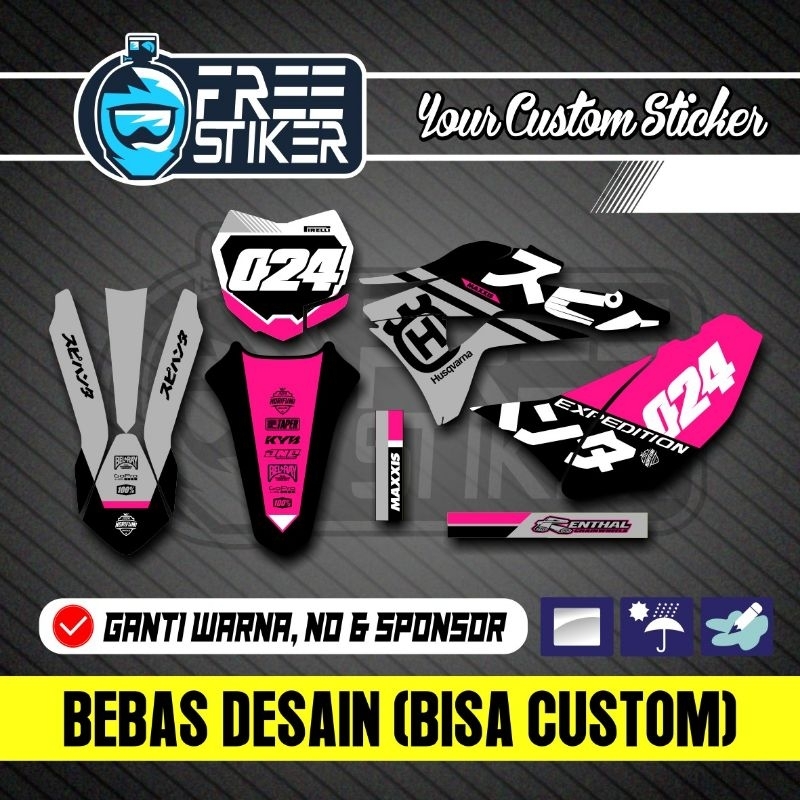 DECAL STICKER STIKER KLX GORDON PINK ABU
