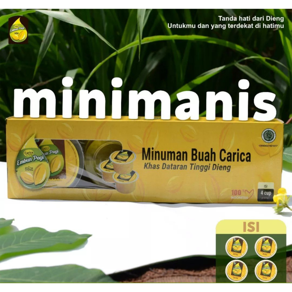 Carica Segar Merk Embun Pagi Dieng Khas Wonosobo Kemasan 1 Box isi 4 Cup