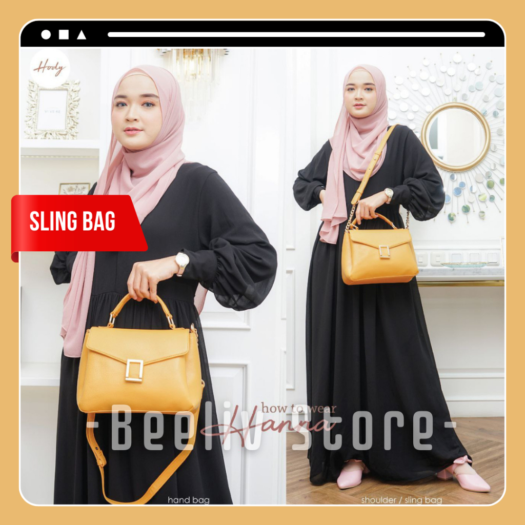 Tas Selempang Wanita Hanna Bag by Hody Bahan Kulit Sintetis Premium Tempat Dompet Tas HP