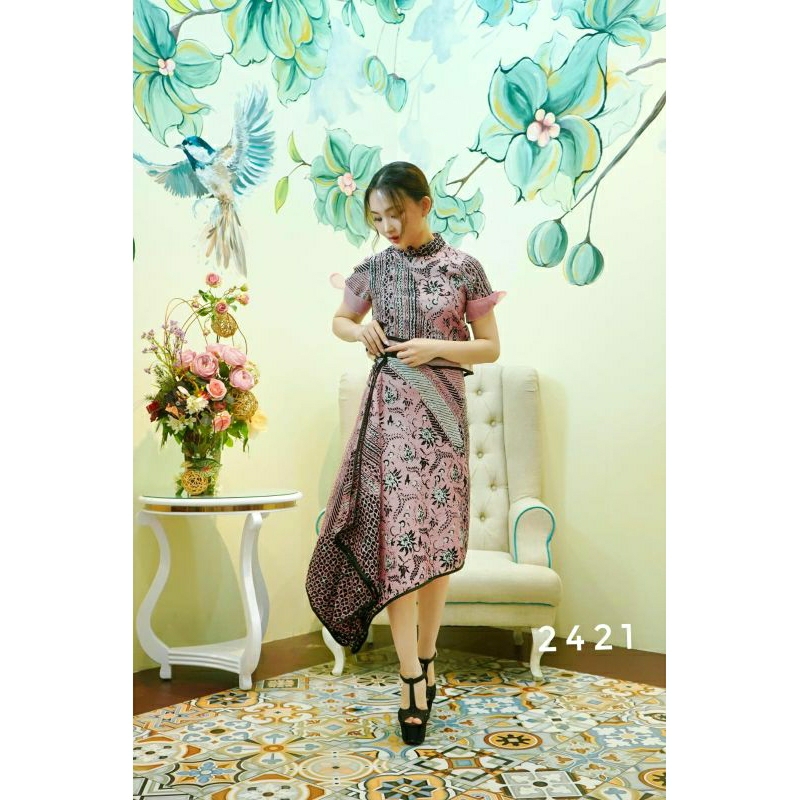 Set Batik Viscose Pink Hitam