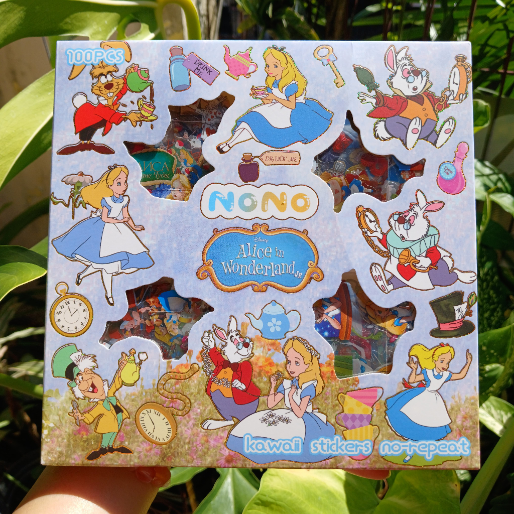 

ALICE IN WONDERLAND sticker box isi 100pcs stiker momo viral anti air - mimimoist