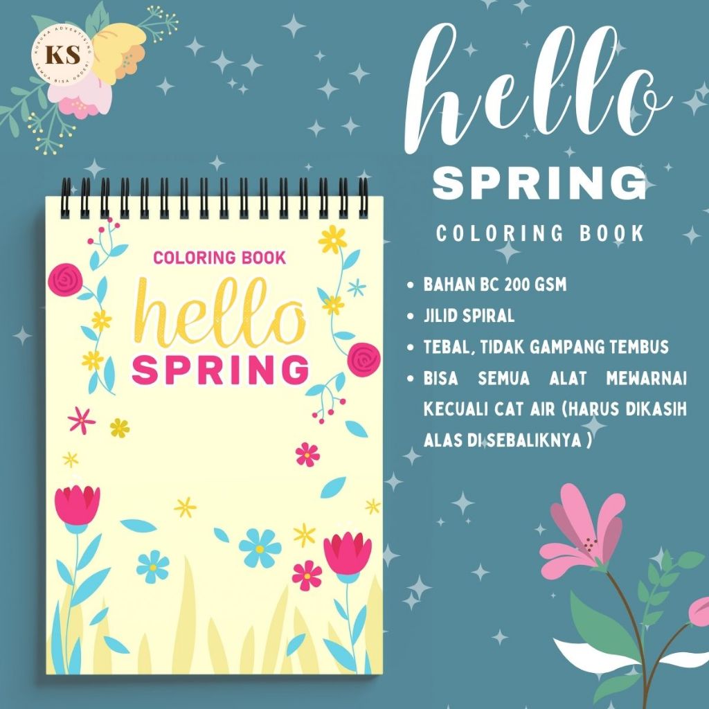 

SPRING Coloring Book Cozy Book Adult Buku Mewarnai Remaja Dewasa Spiral Kertas Tebal Tema Bunga