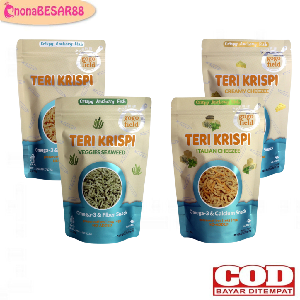 

Teri Crispy Kering Crunchy NON MSG 30gr / Teri Krispi gogofield Cemilan Anak