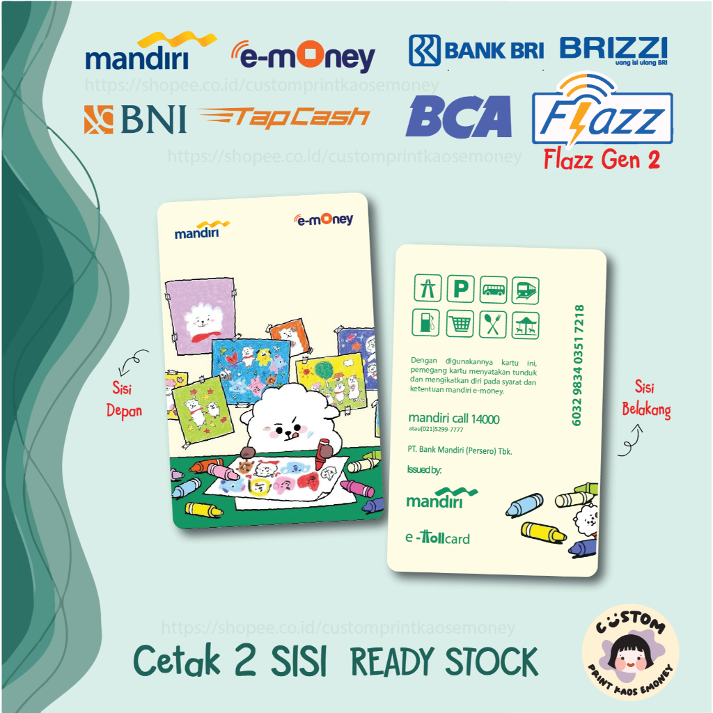 KARTU E MONEY E TOLL KPOP RJ CYARON BT21 CUTE JIN BTS KOREA MANDIRI EMONEY BNI TAPCASH BRI BRIZZI FL