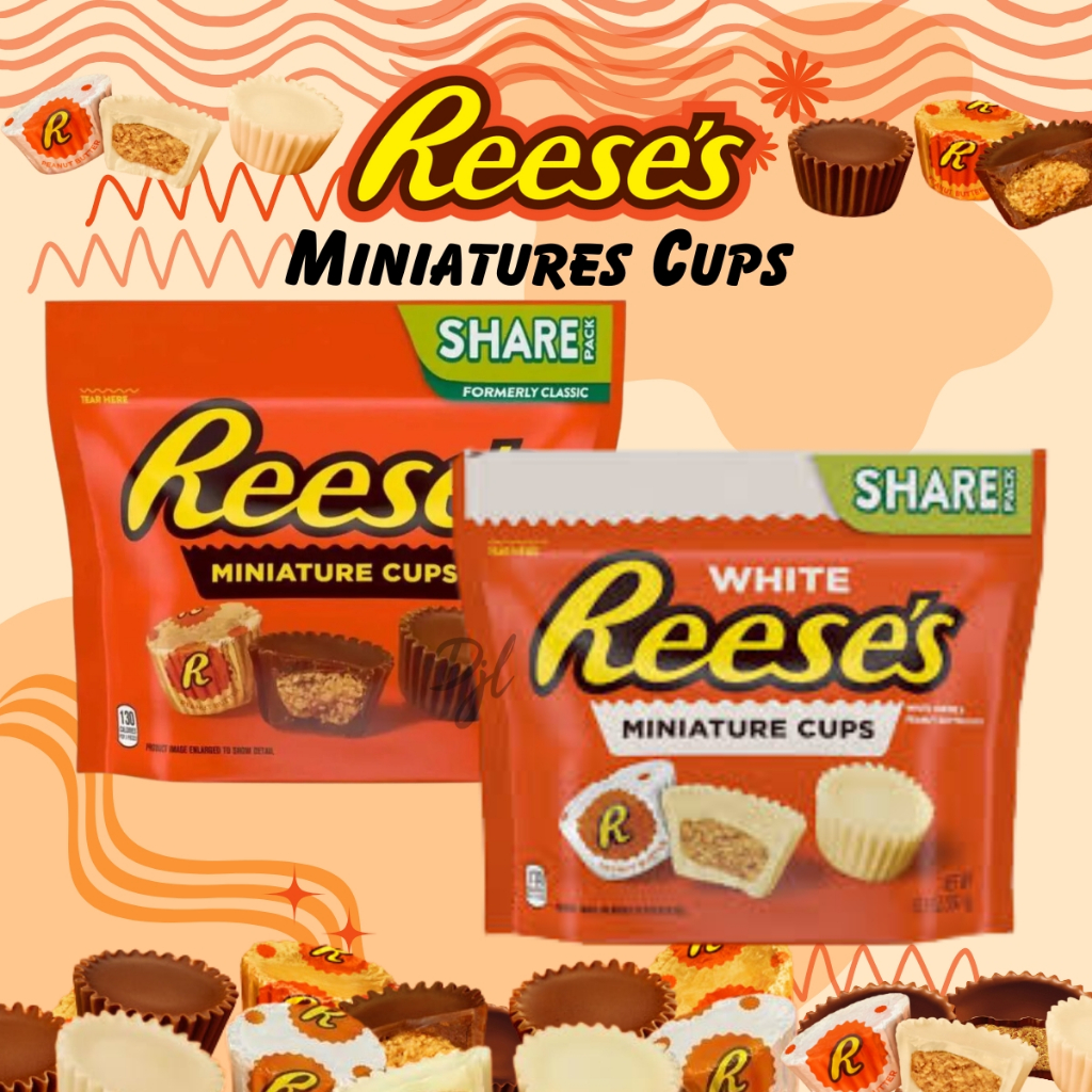 

Reese's Miniature Cups Milk Chocolate & Peanut Butter USA Coklat Isi Kacang Share Pack 297g 1Pouch