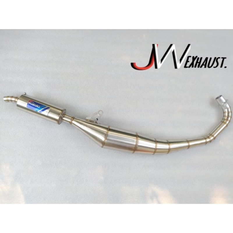 knalpot satria 2tak team Suzuki full stenlis standar racing