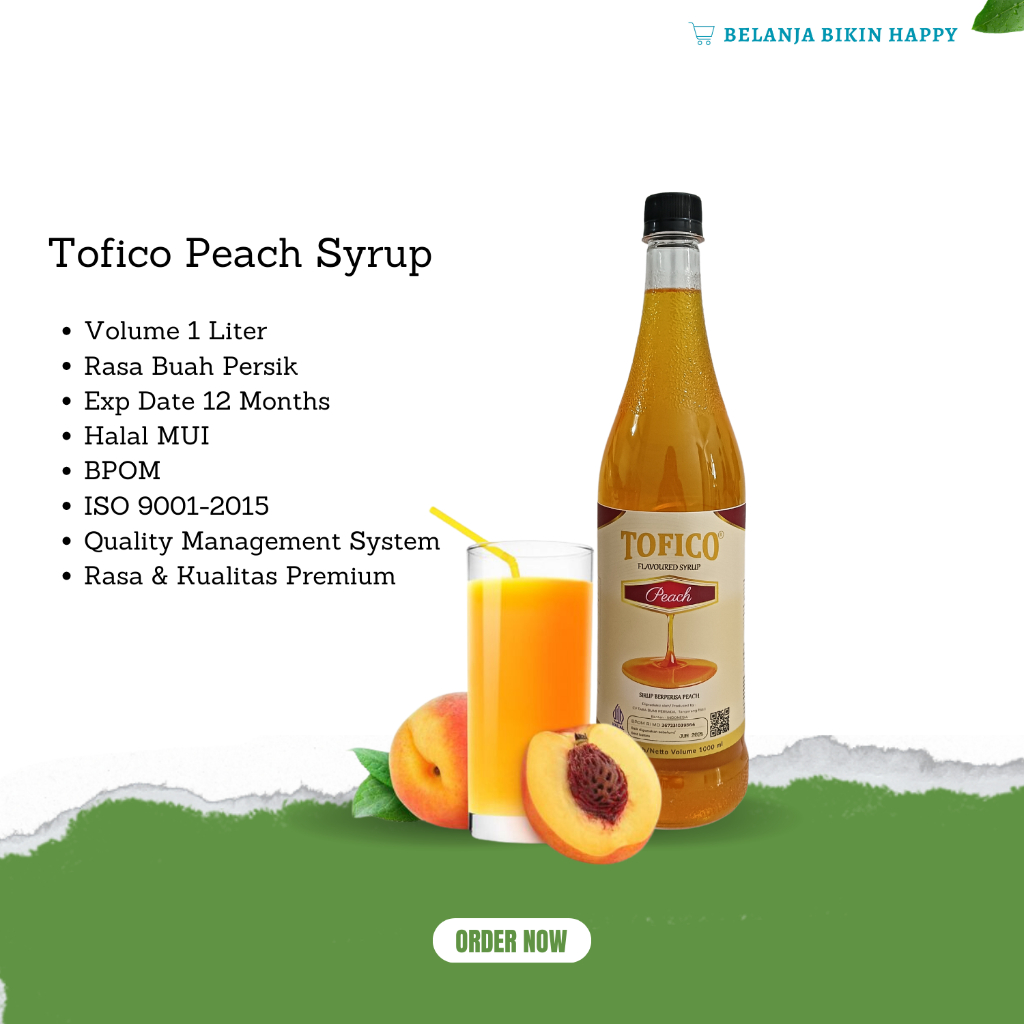 

Sirup Rasa Buah Persik 1000 ml / Tofico Peach Syrup 1L