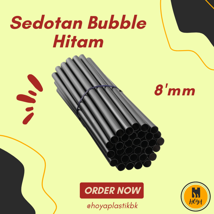 SEDOTAN MINUMAN PLASTIK HITAM 8MM / SEDOTAN MINUMAN BOBA BUBBLE NON STERIL