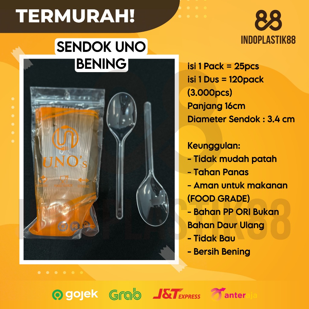 SENDOK Makan Plastik Bening "UNO"/ Sendok Makan Bening / Sendok Makan “UNO”