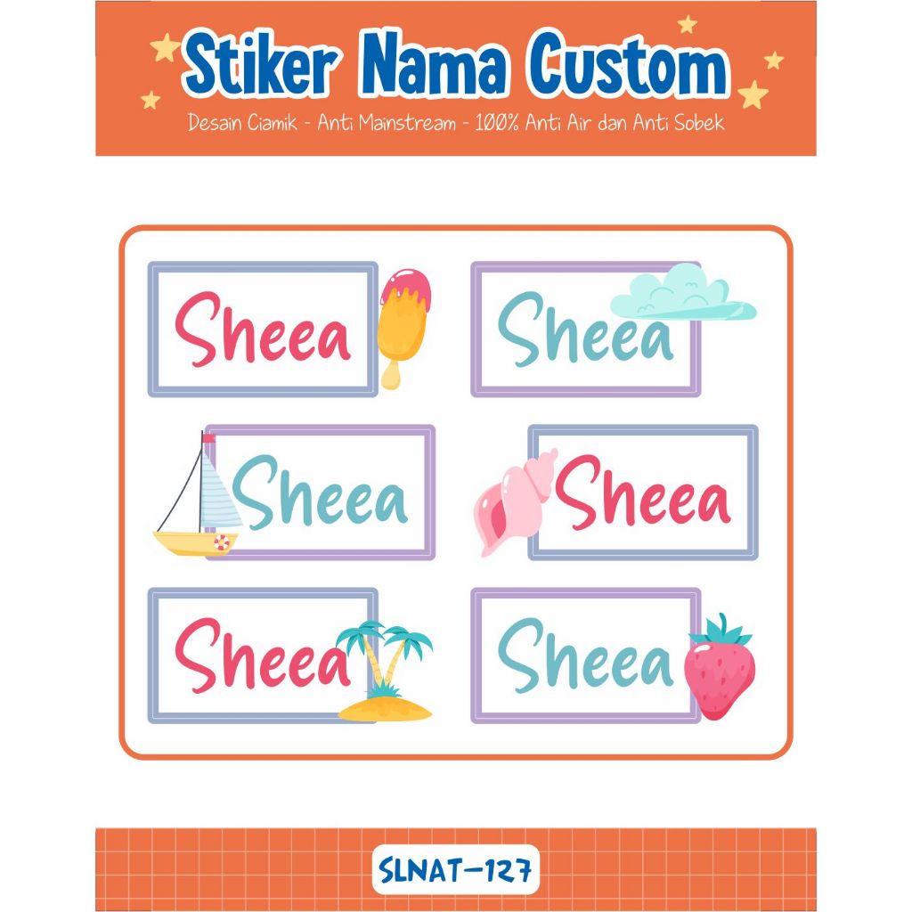 

Infinity Label Stiker Nama Anak Tas Sepatu Buku Sekolah Baju Botol SLNAT-127 Desain Anti Mainstream 2x4cm Waterproof 42pcs